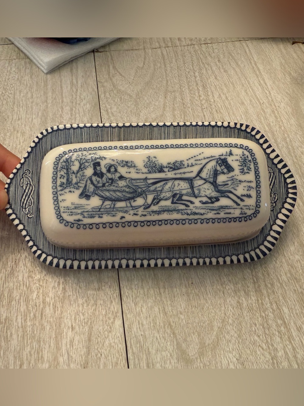 Currier and Ives Butter Dish